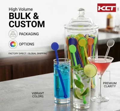Colorful Cocktail Stirrer Plastic Swizzle Stick Disposable Drink Mixer for Bar Restaurant Nightclub and Party Supply Pool Party