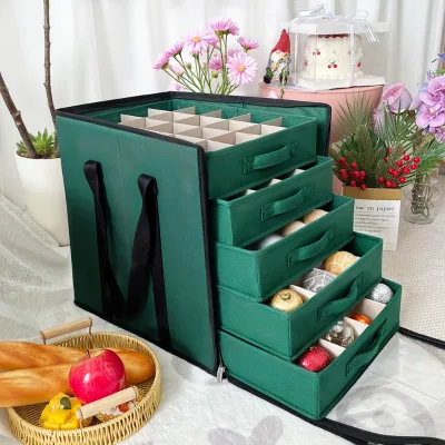 Durable Holiday Decoration Christmas Ornament Storage Box Organizer with Dividers Storage Container