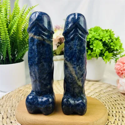 Hot Sale Natural Gemstone Blue Sodalite Crystal Penis Massage Wands Yoni Healing Dildo for Women Gift