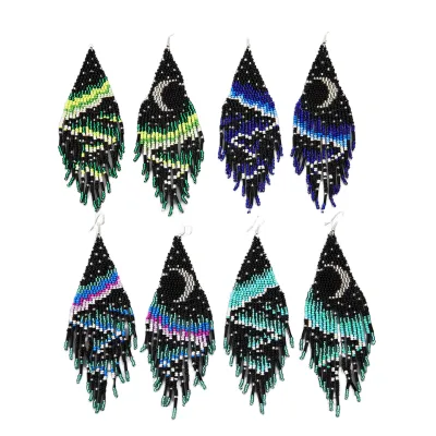 Premium Women's Summer Moon Tassel Drop Earrings Durable Zinc Alloy with Trendy Animal Pattern Fashionable Dangle Design