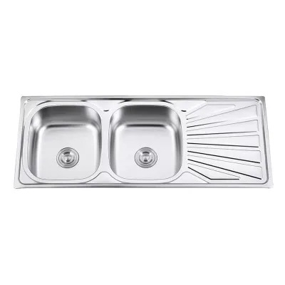Factory Direct Stainless Steel Kitchen Sink With Plate Single Pan Brushed Stainless Steel Kitchen Double Sink With Plate