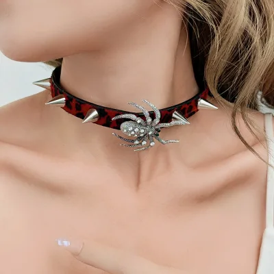 Cross Spider Tassel Stud Necklace Hip-hop Personality Bold Design Exaggerated Punk Choker