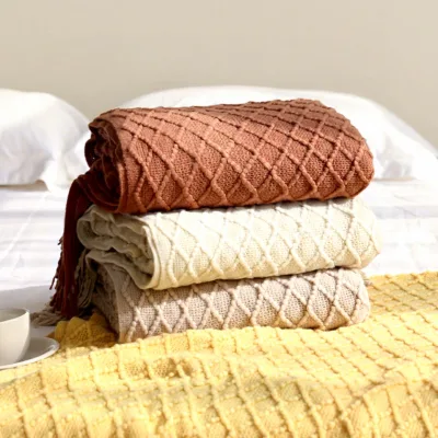 Acrylic Sofa Blanket Cover Knitted for Home Tassel Air-conditioning Bed End Towel All-Season