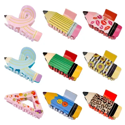 Personalized Custom Acrylic Pencil Small Hair Claw Clips Sublimation Hair Claw