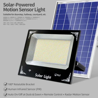 Warm White Solar Power Outdoor Lamp Remote Ip65 Waterproof Led Solar Flood Light