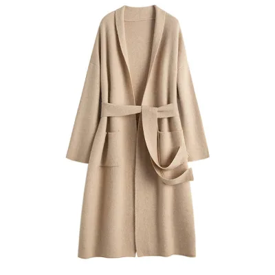 Custom Wholesale Knitted Wool Cashmere Cardigan Cashmere Nightgown Women Loose and Soft.