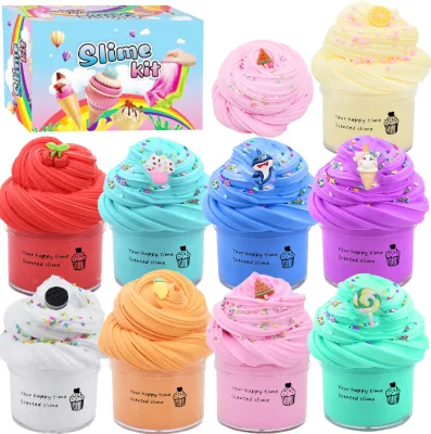 High Quality Eco-Friendly DIY Clay Slime for Kids Colorful Butter Fluffy Oil Clear Crazy Crystal Look Light Weight Boxes