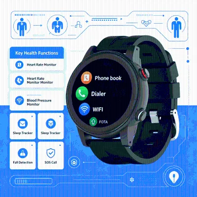 4G WIFI Elder Smart Watch Phone Book Dialer Two-Way Calling GPS Tracker