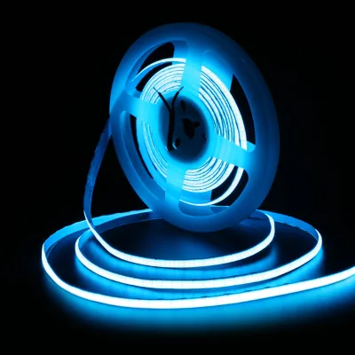 3mm Ice Blue 400leds/m Flexible Cob Led Strip Light RA>90 High Cri for Bedroom Kitchen TV Backlit Ambient Lighting
