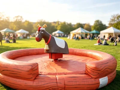 Merry Christmas Inflatable Mechanical Rodeo Reindeer Game Wood Grain Safety Pool Outdoor Xmas Carnival Ride Equipment