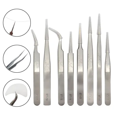 High Quality Black Anti-static ESD Plastic Tweezers Set Pointed Flat Curved Tips Tweezers