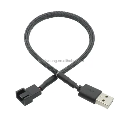 Braid 30cm USB 2.0 a Male to 3Pin Connector Adapter Cable 4Pin Fan to USB Adapter Cable 4 Pin 5V Computer Pc Fan Power Cable