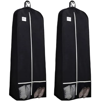 72'' Bridal Wedding Gown Dress Garment Bag 15'' Gusseted Garment Cover Shoe Pockets Travel Garment Storage Bag