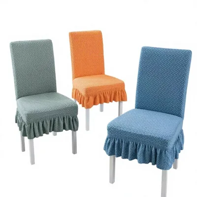 Cross-border Exclusive Polyester Jacquard Fleece-lined Stretch Skirt Chair Cover-thickened Wear-resistant Non-slip Customizable