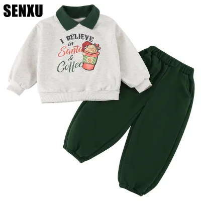 Fashionable Children's Cotton Solid Leisure Hoodie Two-piece Set