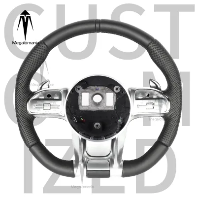 Megalomania Customized Sports Full Leather Steering Wheel for Mercedes-Benz C-Class S-Class GLE G63 2015-2016 Models