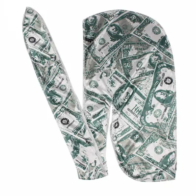 Vendor Sell Long Tail Hat Polyester Do Rag Silky Satin Money Durags for Men