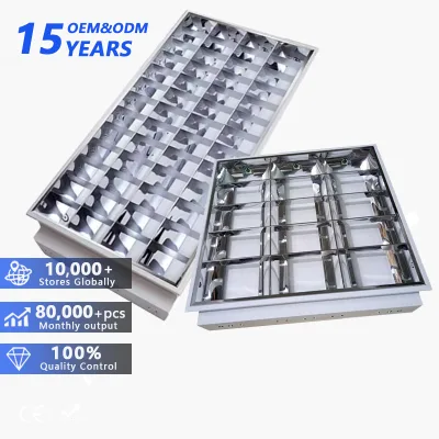 Louver 600x600 Single 4ft Recessed Fixture 2 X2 Ceiling Grid 2x4 Led Troffer Light