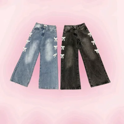 New Arrival Winter Pants for Kids Soft Washed Jeans Kids Girls Denim Mid-Weight Straight Girls Jeans Trouser