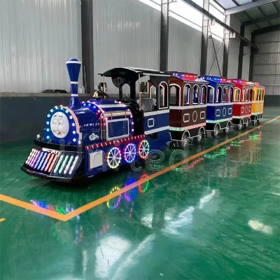 Trackless Train High-Capacity Amusement Scenic Area Ride FRP Material Customizable Mobile Train for Shopping Mall Use 21 Seats