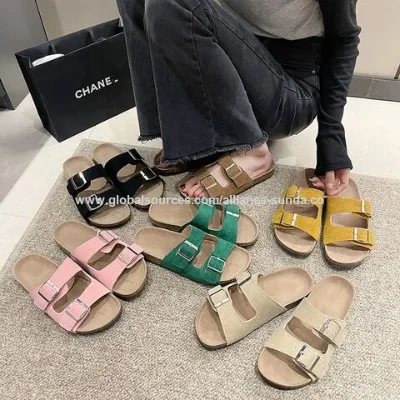 Leather Wood Soled Summer Slippers women And Women Slippers Birkenstocks Sandals