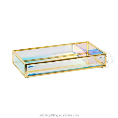 Luxury Gold Rainbow Mirror Jewelry Tray Elegant Decorative Container