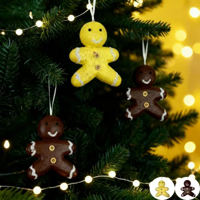 Xmas Foam Gingerbread Man Ornament Festive Christmas Hanging Decor Multi-Color Waterproof Eco-Friendly Holiday Home Interior