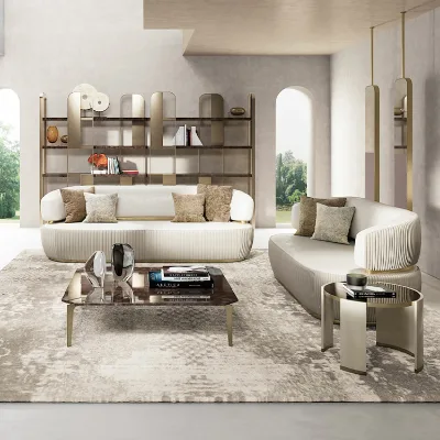 Hotel Modern Furniture Bedroom Genuine Leather High End Royal Couch Luxury Lobby Sectional Sofas