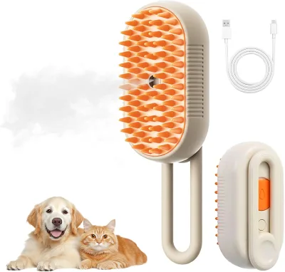 Pet Grooming Brush with Steam Function Foldable Massage Eco-friendly Silicone ABS Material for Dogs