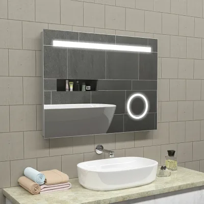 Hotel Bathroom Makeup Led Smart Vanity Light Half Moon Home Decor Cosmetic Glass Salon Magnifying Bath Mirrors