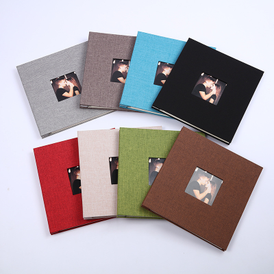 Factory Custom Fabric Cover Photo Album Scrapbook with Window Self-adhesive Film Married Album Scrapbooking