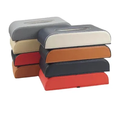 Cheap Pu Leather Tissue Paper Box for Car Interior Hot Selling Wholesale Car Tissue Storage Box