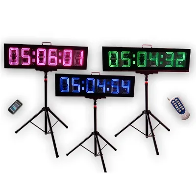 Jhering Dimmable Acrylic Wall Race Clock Electro-Numerics Blue LED Race Clock with Tripod Stand
