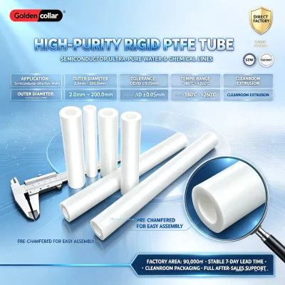 Virgin Rigid PTFE Tube Precision Extruded Pipe Thick Wall Capillary Micro Tube ID OD 260C for Food Medical Industrial