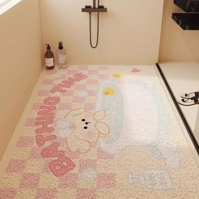 Wholesale Hollow Loop PVC Drainage Mat Anti Slip Water Draining Coil Bathroom Mat, Custom Color & Pattern Household Foot Rug