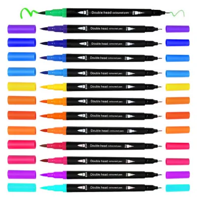 72 Colors Dual Tip Brush Pens Highlighter 72 Art Markers 0.4mm Fine liners & Brush Tip Watercolor Pen Set for Adult and kids
