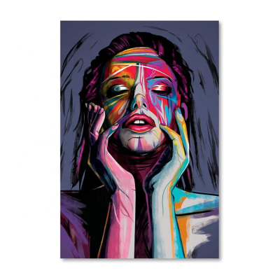 Abstract Woman Face Graffiti Street Art Painting on Canvas Posters and Prints Pop Wall Art for Living Room Decor Watercolor