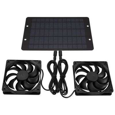 Portable Air Cooling Fan Rechargeable Solar Powered Dual Fan Electric Ventilator 10W 12V Portable Pet Exhaust Fan