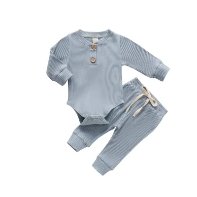 Customize Wholesale Kids Clothes Blank Plain T-shirt Toddler Long Sleeve Top Kids Tees Pants Set Baby Kids Pajamas