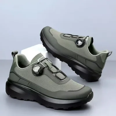 Costom Walking Lace-Up Men's Sneakers Waterproof Mesh Upper Anti Slip Lug Sole Lightweight Hiking Casual Fashion Trend Spring