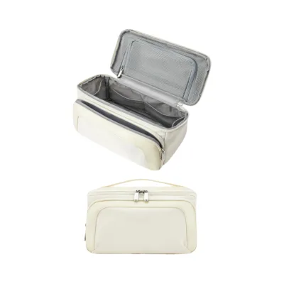 High Quality PU Cosmetic Bag with Zipper Drawstring Closure Portable Business Style Large Capacity Wash Bag with Stone Pattern