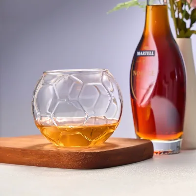 SNW 10oz Soccer Whiskey Glass Rocks Glass for Rum Tequila Whiskey Gifts Unique Bar Decor & Bourbon Gifts