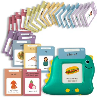 Monkey Bananas Vietnamese-English Talking Flash Cards | Plush | Southern Northern Dialects | Bilingual Toy for Toddlers