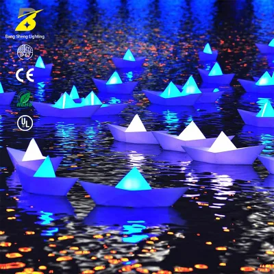 IP67 Waterproof Luxury RGB LED Boat Lights-Solar-Powered Color-Changing Floating Landscape Decor for Water Feature & Christmas