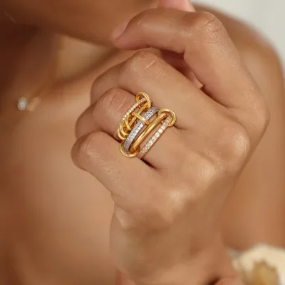 Zircon Ring with Color-Block Design Versatile & Stackable Jewelry