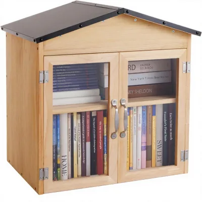 2-Tier Indoor/Outdoor Book Exchange Box Durable Weatherproof Solid Wood Adjustable Shelves Magnetic Catch Rust-Proof Hardware