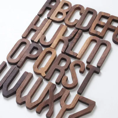 Black Walnut Wooden Wall Hanging 3d Letter Number Sign Custom Wood Name Sign Letter