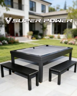 Superpower New Design Full Aluminum Structure and Weather-resistant 7ft 8ft Dining Billiards Pool Table for Outdoor Space