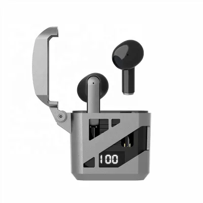 GT02 Fashion Mechanical Style TWS Earphones HiFi Sound HD Call Display Waterproof ENC Type-C Non-Noise Cancelling Headphones