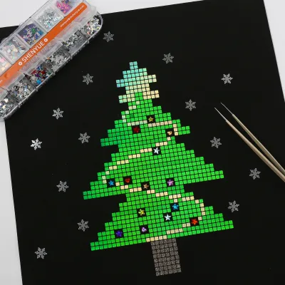 Loose Spangle Sequins Hot Fix Spangles Squre Shape Green Christmas Trees Iron on Transfer Spangle Pieces for Garment DIY Motif
